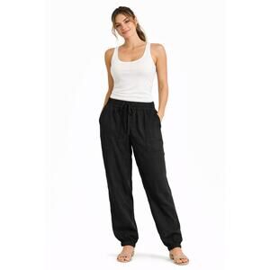 Women’s Black Drawstring Relaxed Pants – Casual Lightweight Trousers – Size 4